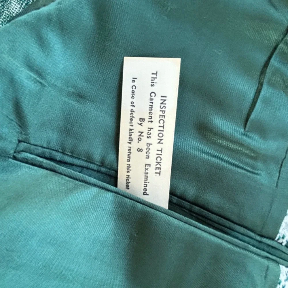 70s Deadstock NWT Michaels Stern Blazer 40R Green Houndstooth USA VTG Academia